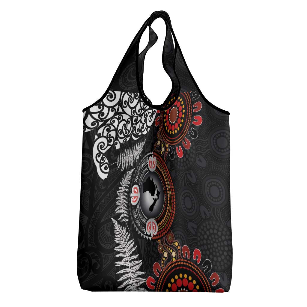 Australia and New Zealand Together Grocery Bag Aboriginal and Maori Art Tattoo