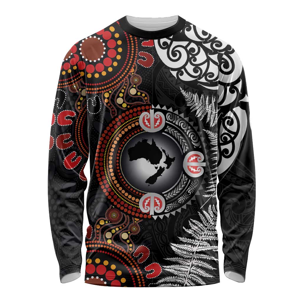 Australia and New Zealand Together Long Sleeve Shirt Aboriginal and Maori Art Tattoo
