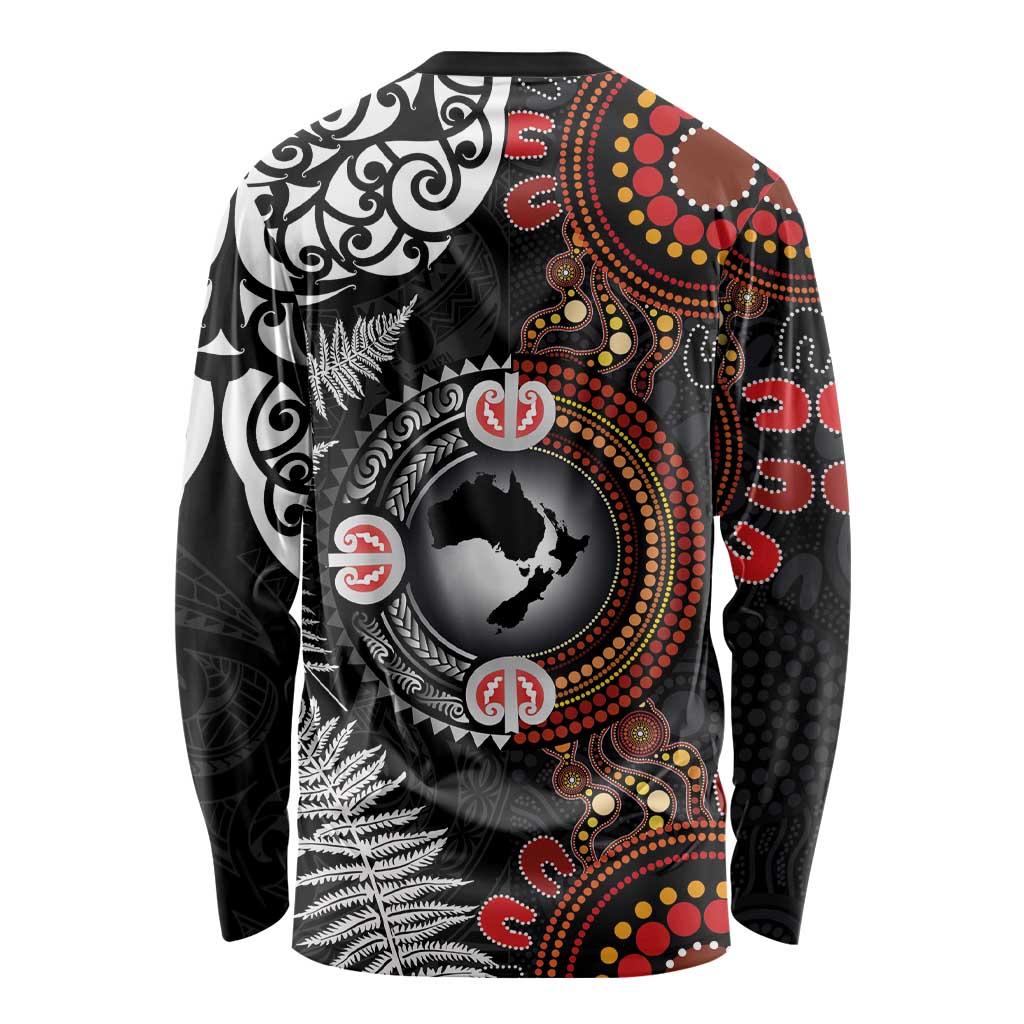 Australia and New Zealand Together Long Sleeve Shirt Aboriginal and Maori Art Tattoo LT03 - Polynesian Pride