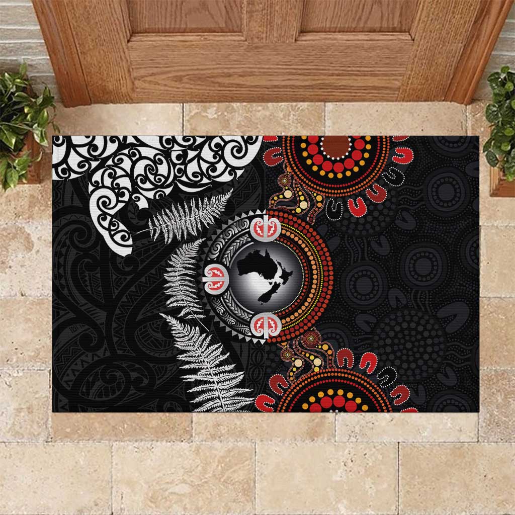Australia and New Zealand Together Rubber Doormat Aboriginal and Maori Art Tattoo