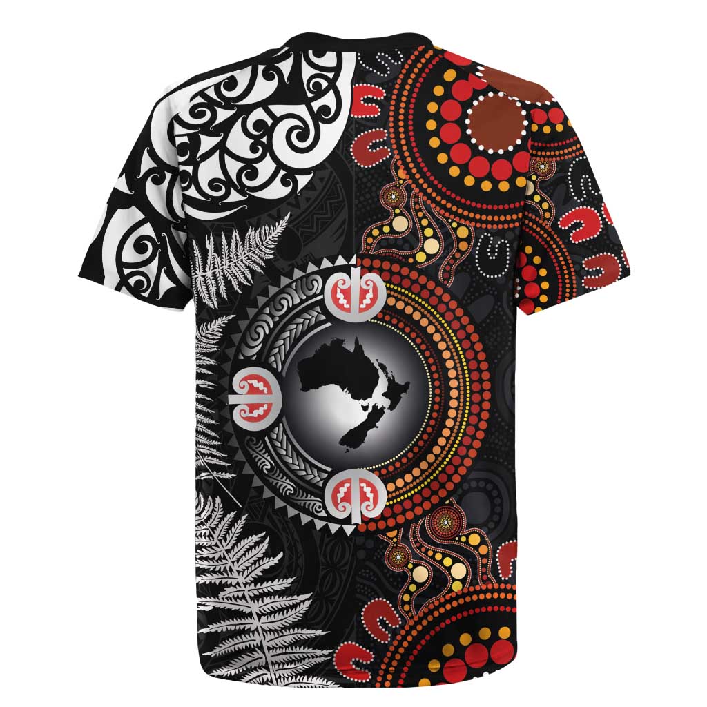 Australia and New Zealand Together Rugby Jersey Aboriginal and Maori Art Tattoo