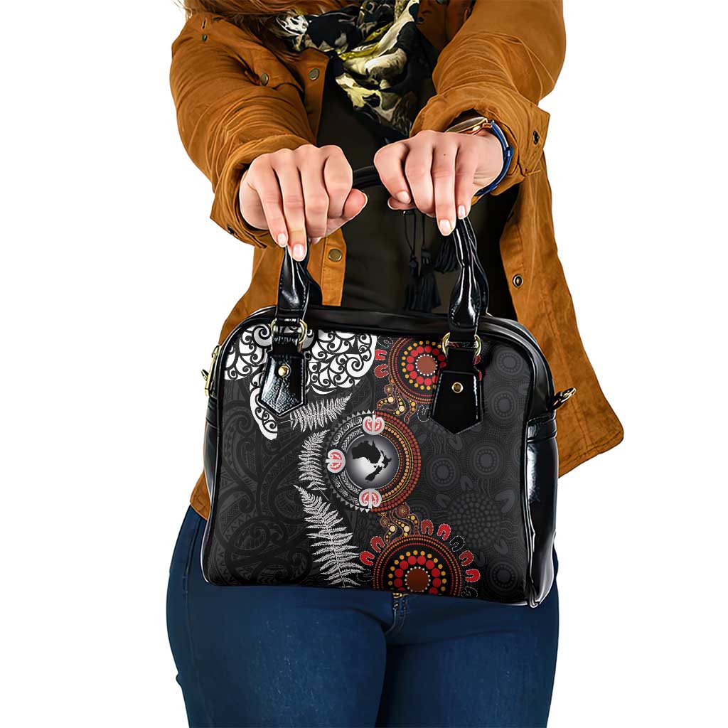 Australia and New Zealand Together Shoulder Handbag Aboriginal and Maori Art Tattoo