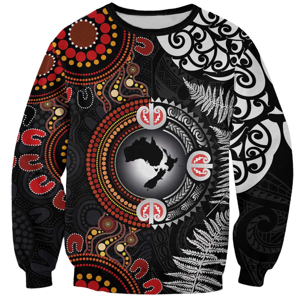 Australia and New Zealand Together Sweatshirt Aboriginal and Maori Art Tattoo