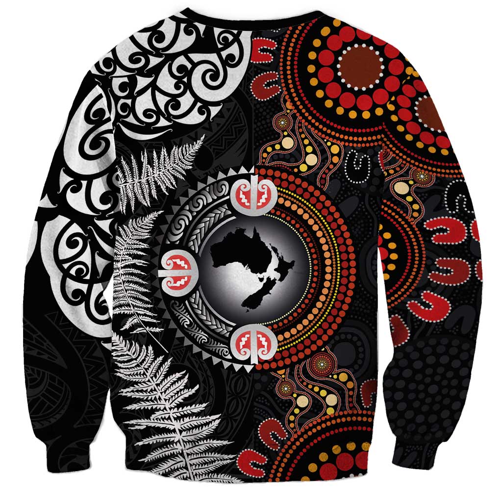 Australia and New Zealand Together Sweatshirt Aboriginal and Maori Art Tattoo