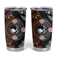 Australia and New Zealand Together Tumbler Cup Aboriginal and Maori Art Tattoo LT03 Black - Polynesian Pride