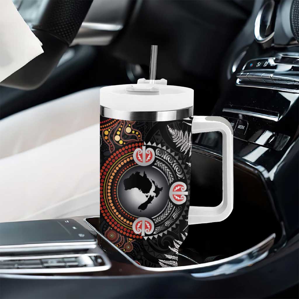 Australia and New Zealand Together Tumbler With Handle Aboriginal and Maori Art Tattoo LT03 - Polynesian Pride