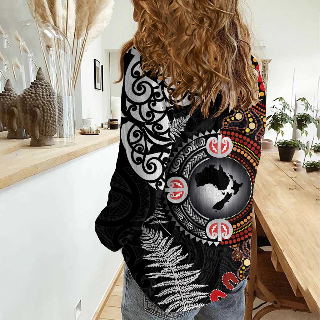 Australia and New Zealand Together Women Casual Shirt Aboriginal and Maori Art Tattoo LT03 - Polynesian Pride