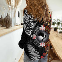 Australia and New Zealand Together Women Casual Shirt Aboriginal and Maori Art Tattoo LT03 - Polynesian Pride
