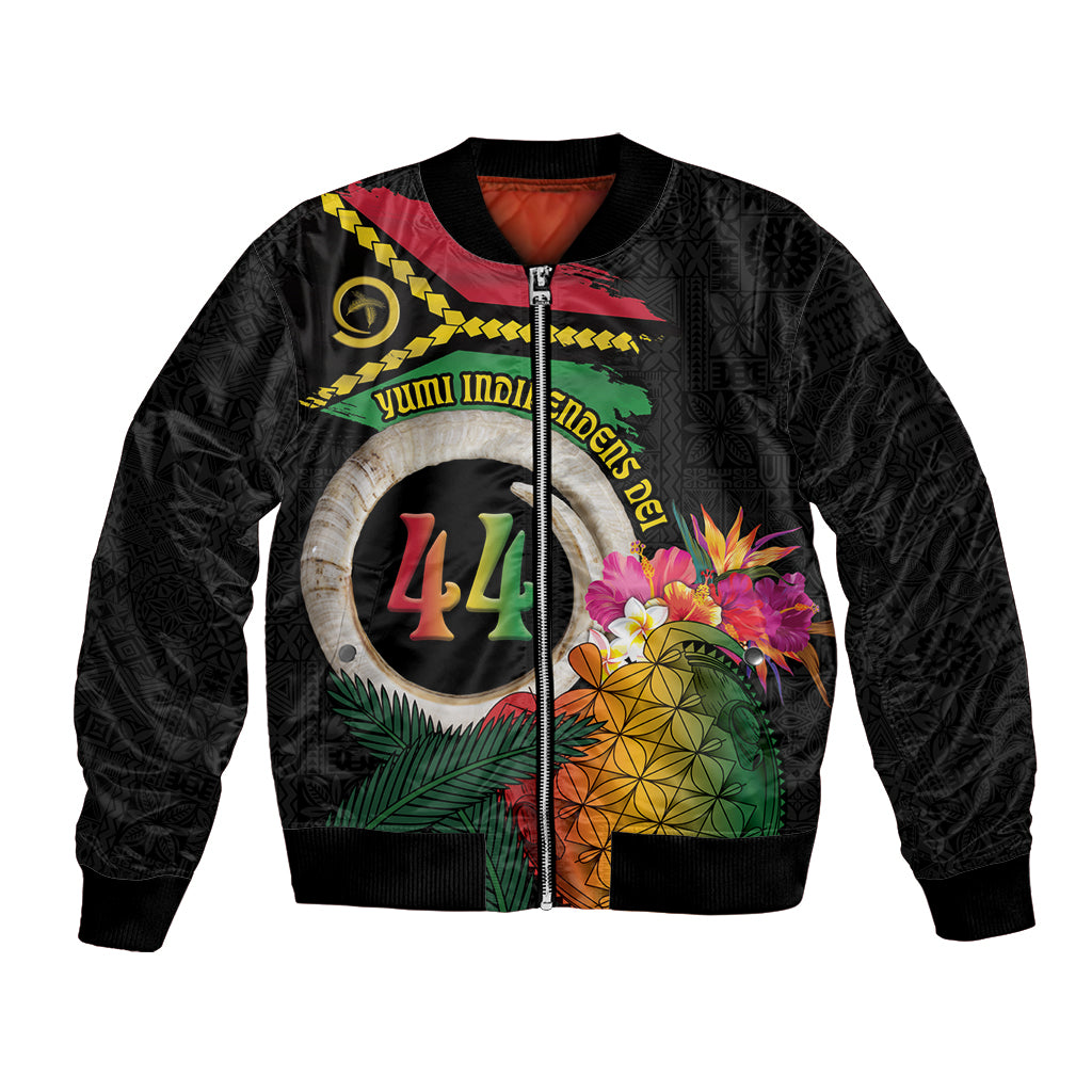 Vanuatu Selebretem 44th Indipendens Dei Bomber Jacket Sand Drawing Turtle Melanesian Vibes