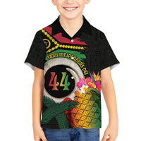 Vanuatu Selebretem 44th Indipendens Dei Family Matching Puletasi and Hawaiian Shirt Sand Drawing Turtle Melanesian Vibes LT03 Son's Shirt Black - Polynesian Pride