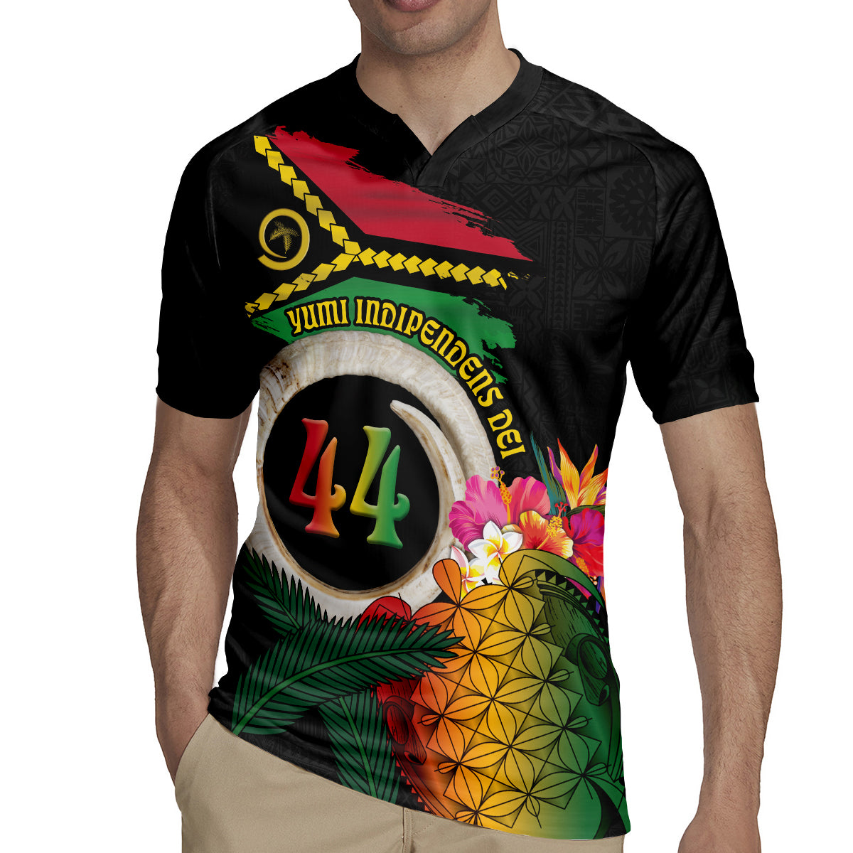 Vanuatu Selebretem 44th Indipendens Dei Rugby Jersey Sand Drawing Turtle Melanesian Vibes