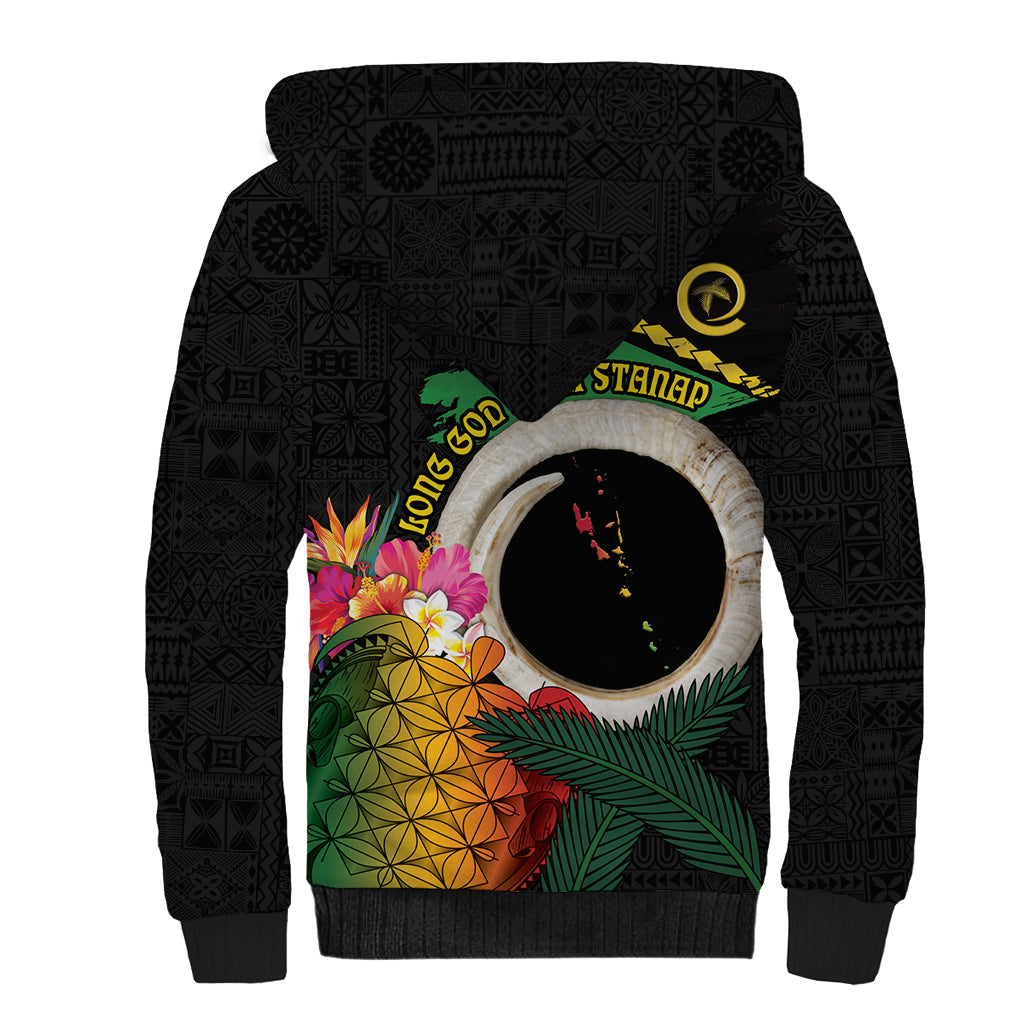 Vanuatu Selebretem 44th Indipendens Dei Sherpa Hoodie Sand Drawing Turtle Melanesian Vibes