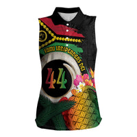 Vanuatu Selebretem 44th Indipendens Dei Women Sleeveless Polo Shirt Sand Drawing Turtle Melanesian Vibes LT03 Female Black - Polynesian Pride