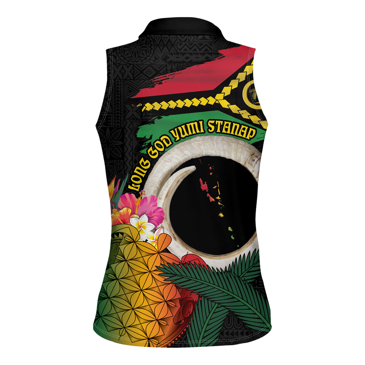 Vanuatu Selebretem 44th Indipendens Dei Women Sleeveless Polo Shirt Sand Drawing Turtle Melanesian Vibes LT03 - Polynesian Pride