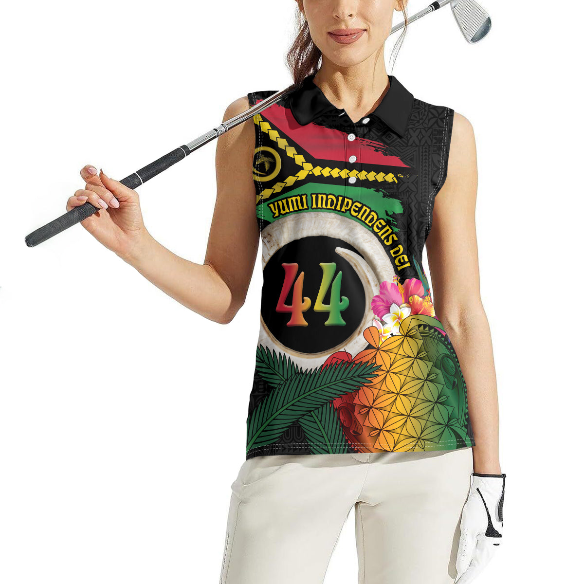 Vanuatu Selebretem 44th Indipendens Dei Women Sleeveless Polo Shirt Sand Drawing Turtle Melanesian Vibes LT03 - Polynesian Pride