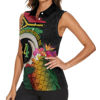 Vanuatu Selebretem 44th Indipendens Dei Women Sleeveless Polo Shirt Sand Drawing Turtle Melanesian Vibes LT03 - Polynesian Pride