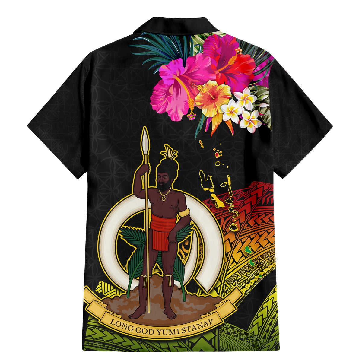 Vanuatu Ni-Van Family Matching Mermaid Dress and Hawaiian Shirt Coat of Arms Sand Drawing LT03 - Polynesian Pride