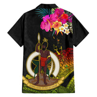Vanuatu Ni-Van Family Matching Short Sleeve Bodycon Dress and Hawaiian Shirt Coat of Arms Sand Drawing LT03 - Polynesian Pride