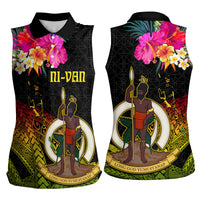 Vanuatu Ni-Van Women Sleeveless Polo Shirt Coat of Arms Sand Drawing LT03 - Polynesian Pride