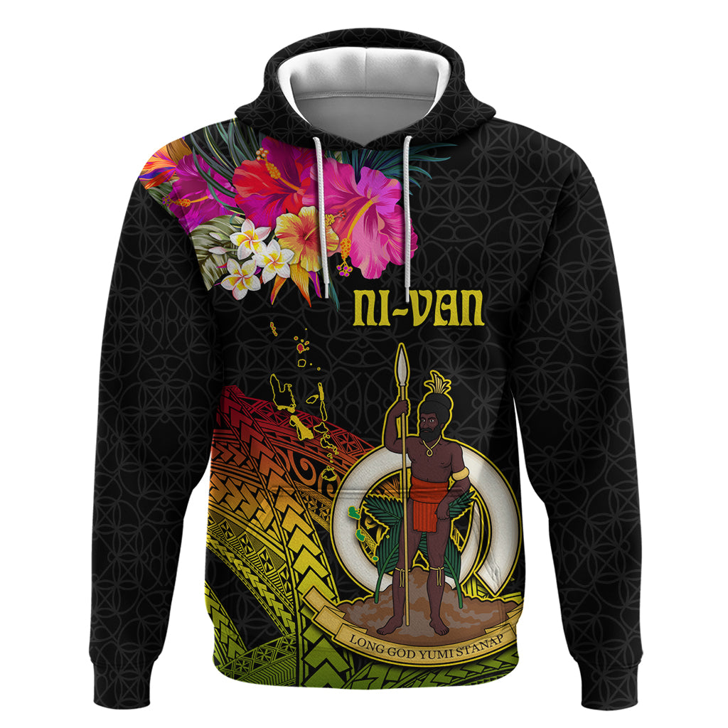 Vanuatu Ni-Van Zip Hoodie Coat of Arms Sand Drawing