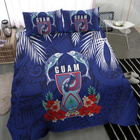 Guam Liberation Day Bedding Set The Tribal Latte Stone and Dolphins with Hibiscus Chamorro Culture