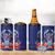 Guam Liberation Day 4 in 1 Can Cooler Tumbler The Tribal Latte Stone and Dolphins with Hibiscus Chamorro Culture