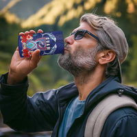 Guam Liberation Day 4 in 1 Can Cooler Tumbler The Tribal Latte Stone and Dolphins with Hibiscus Chamorro Culture