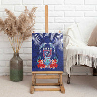 Guam Liberation Day Canvas Wall Art The Tribal Latte Stone and Dolphins with Hibiscus Chamorro Culture