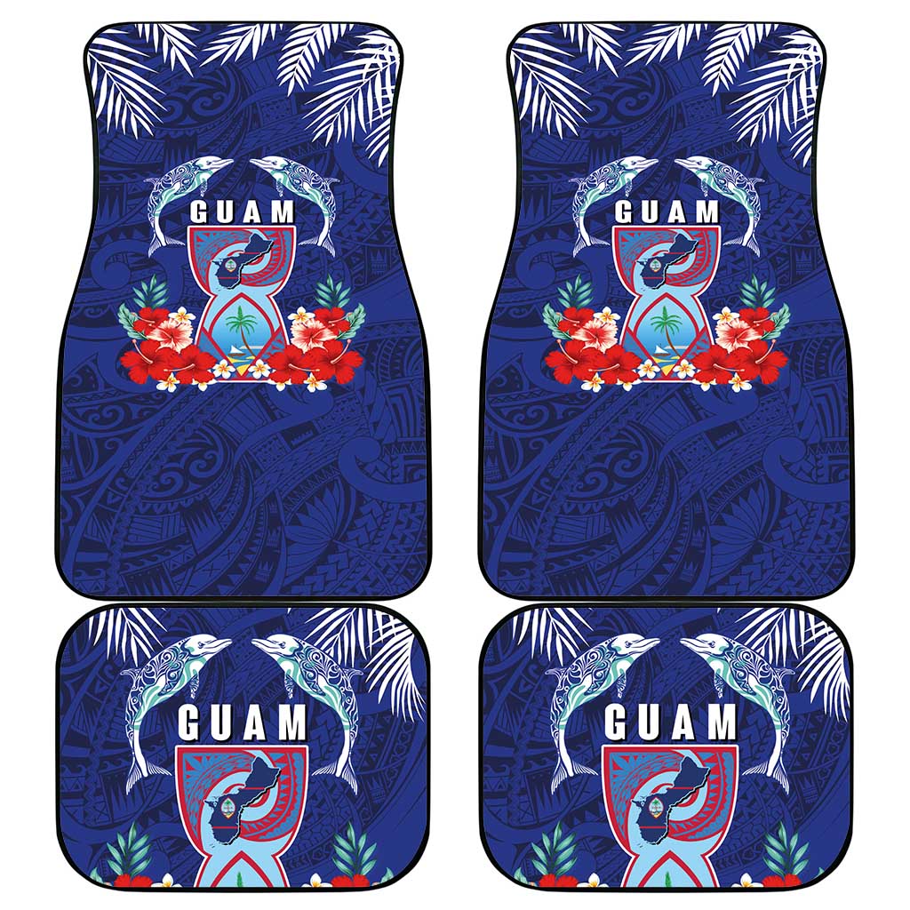 Guam Liberation Day Car Mats The Tribal Latte Stone and Dolphins with Hibiscus Chamorro Culture LT03 - Polynesian Pride