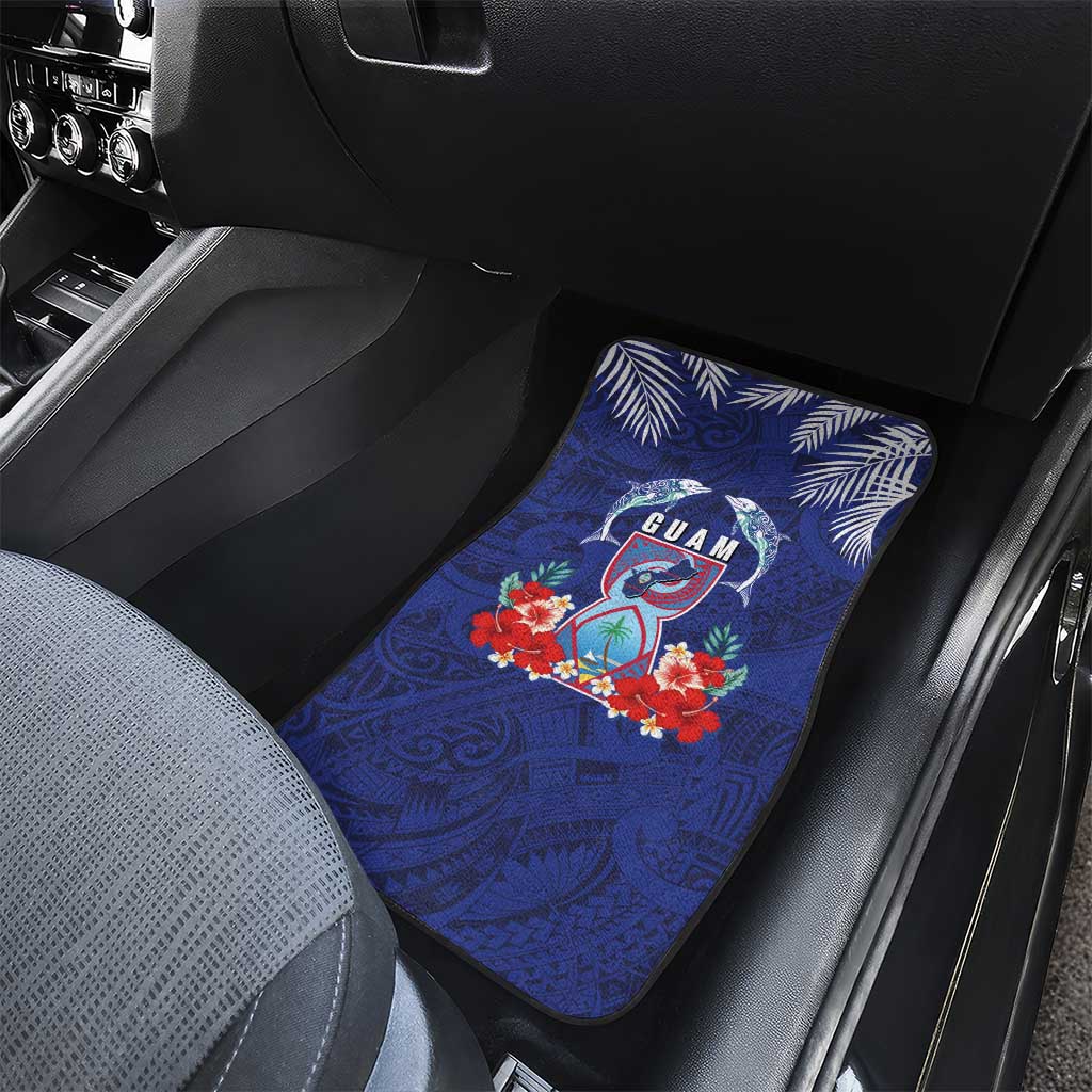 Guam Liberation Day Car Mats The Tribal Latte Stone and Dolphins with Hibiscus Chamorro Culture LT03 - Polynesian Pride