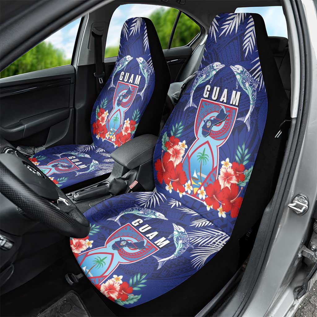 Guam Liberation Day Car Seat Cover The Tribal Latte Stone and Dolphins with Hibiscus Chamorro Culture