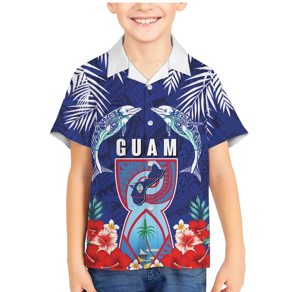 Guam Liberation Day Family Matching Mermaid Dress and Hawaiian Shirt The Tribal Latte Stone and Dolphins with Hibiscus Chamorro Culture