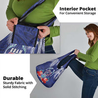 Guam Liberation Day Grocery Bag The Tribal Latte Stone and Dolphins with Hibiscus Chamorro Culture