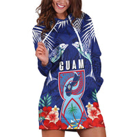 Guam Liberation Day Hoodie Dress The Tribal Latte Stone and Dolphins with Hibiscus Chamorro Culture