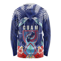 Guam Liberation Day Long Sleeve Shirt The Tribal Latte Stone and Dolphins with Hibiscus Chamorro Culture