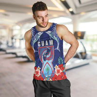 Guam Liberation Day Men Tank Top The Tribal Latte Stone and Dolphins with Hibiscus Chamorro Culture