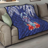 Guam Liberation Day Quilt The Tribal Latte Stone and Dolphins with Hibiscus Chamorro Culture