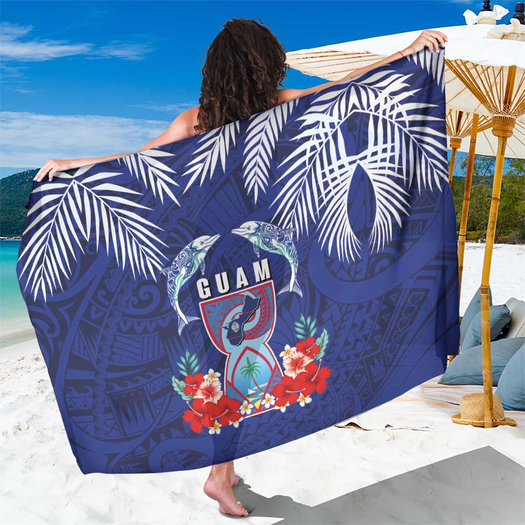 Guam Liberation Day Sarong The Tribal Latte Stone and Dolphins with Hibiscus Chamorro Culture