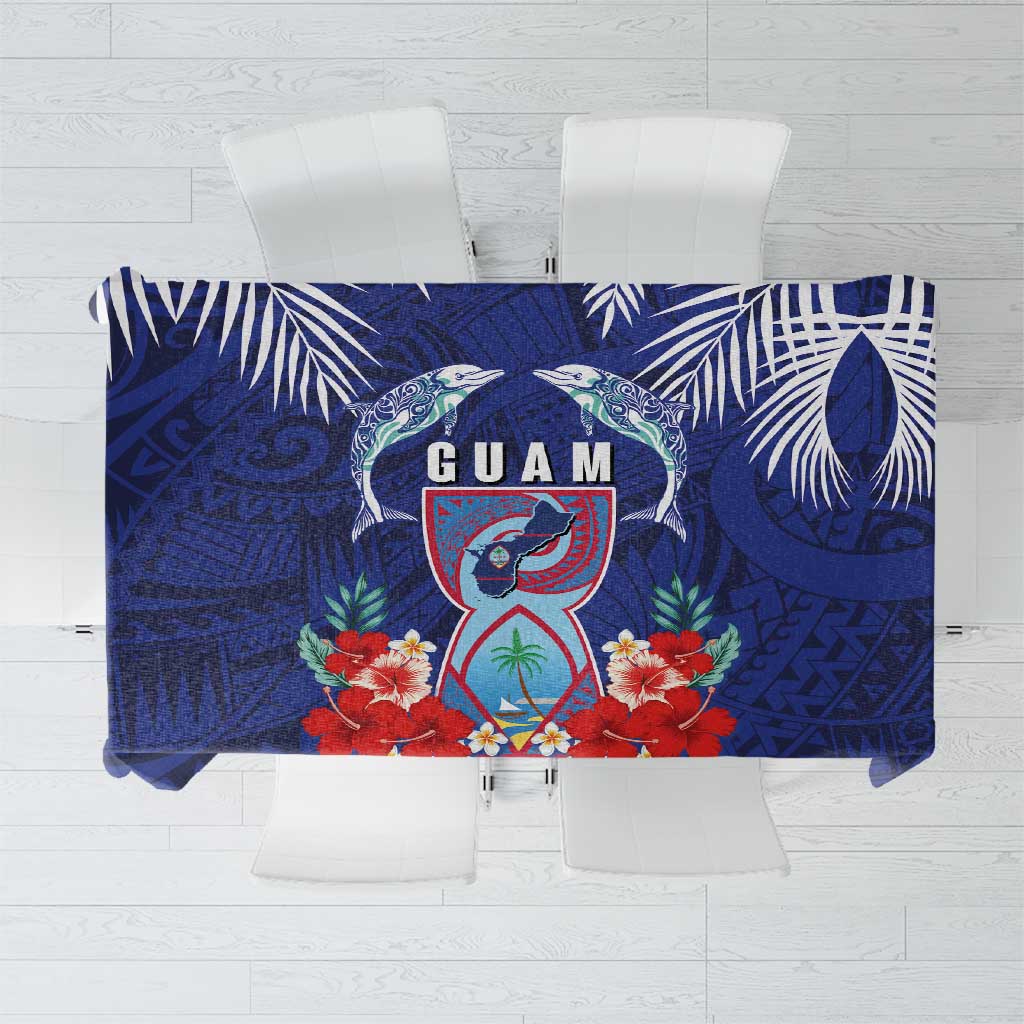 Guam Liberation Day Tablecloth The Tribal Latte Stone and Dolphins with Hibiscus Chamorro Culture
