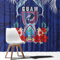 Guam Liberation Day Window Curtain The Tribal Latte Stone and Dolphins with Hibiscus Chamorro Culture LT03 - Polynesian Pride