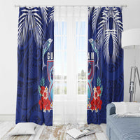 Guam Liberation Day Window Curtain The Tribal Latte Stone and Dolphins with Hibiscus Chamorro Culture LT03 - Polynesian Pride