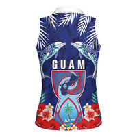 Guam Liberation Day Women Sleeveless Polo Shirt The Tribal Latte Stone and Dolphins with Hibiscus Chamorro Culture