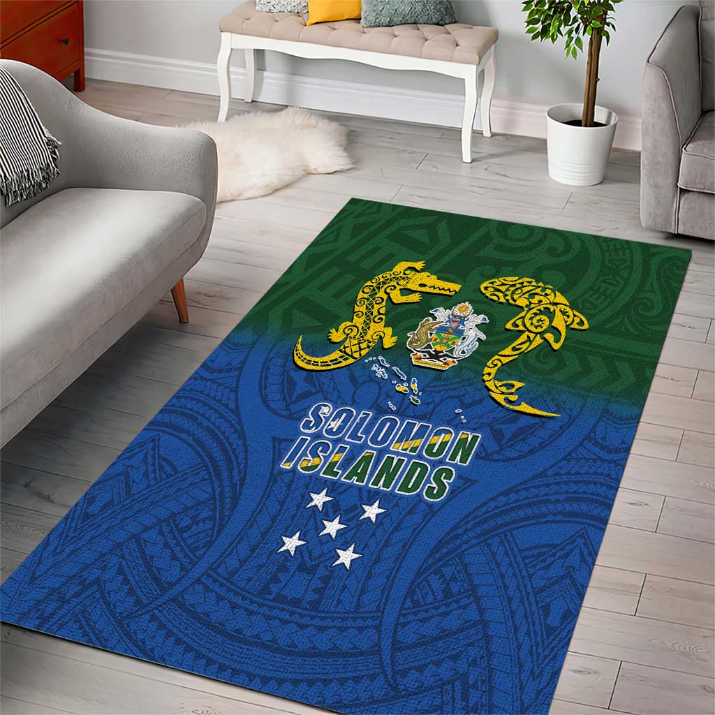 Solomon Islands Area Rug The Guardians-Tribal Crocodile and Shark Melanesian Tattoo LT03 - Polynesian Pride