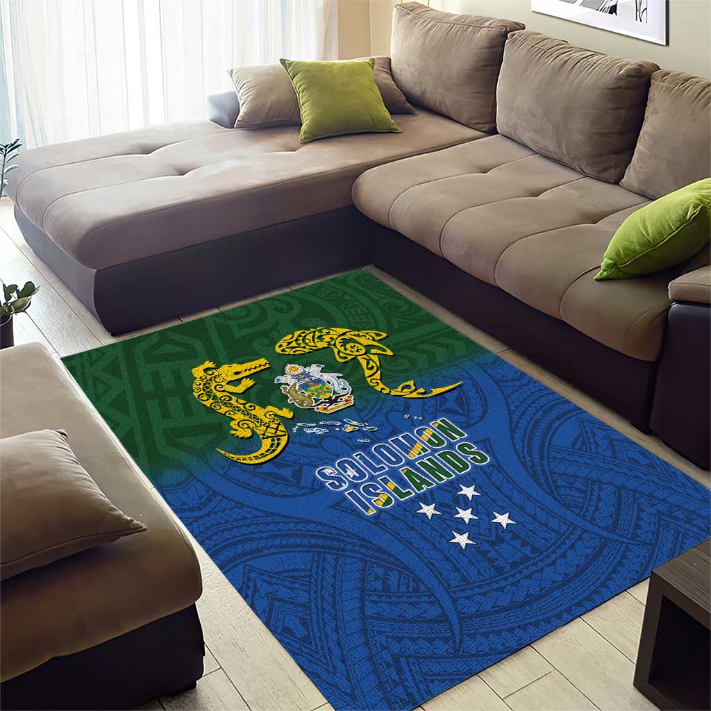 Solomon Islands Area Rug The Guardians-Tribal Crocodile and Shark Melanesian Tattoo LT03 - Polynesian Pride