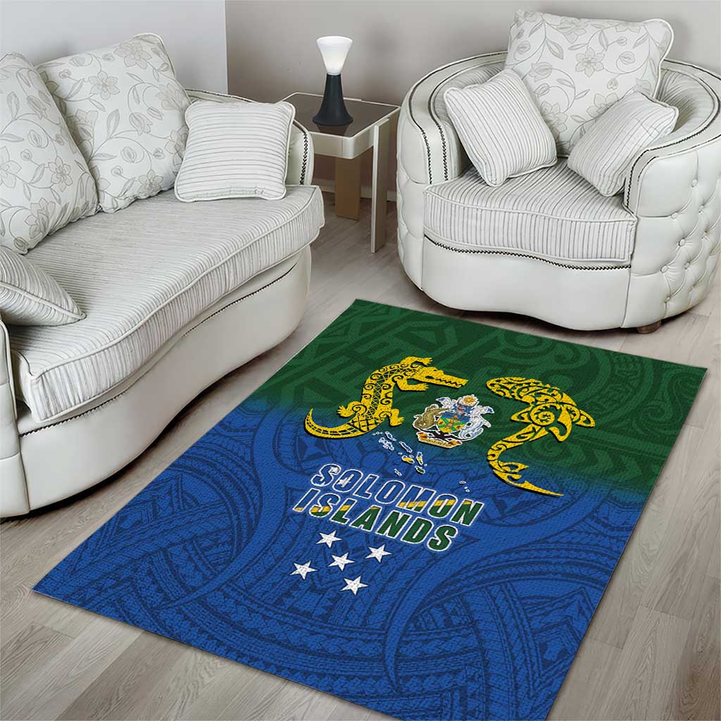 Solomon Islands Area Rug The Guardians-Tribal Crocodile and Shark Melanesian Tattoo LT03 - Polynesian Pride