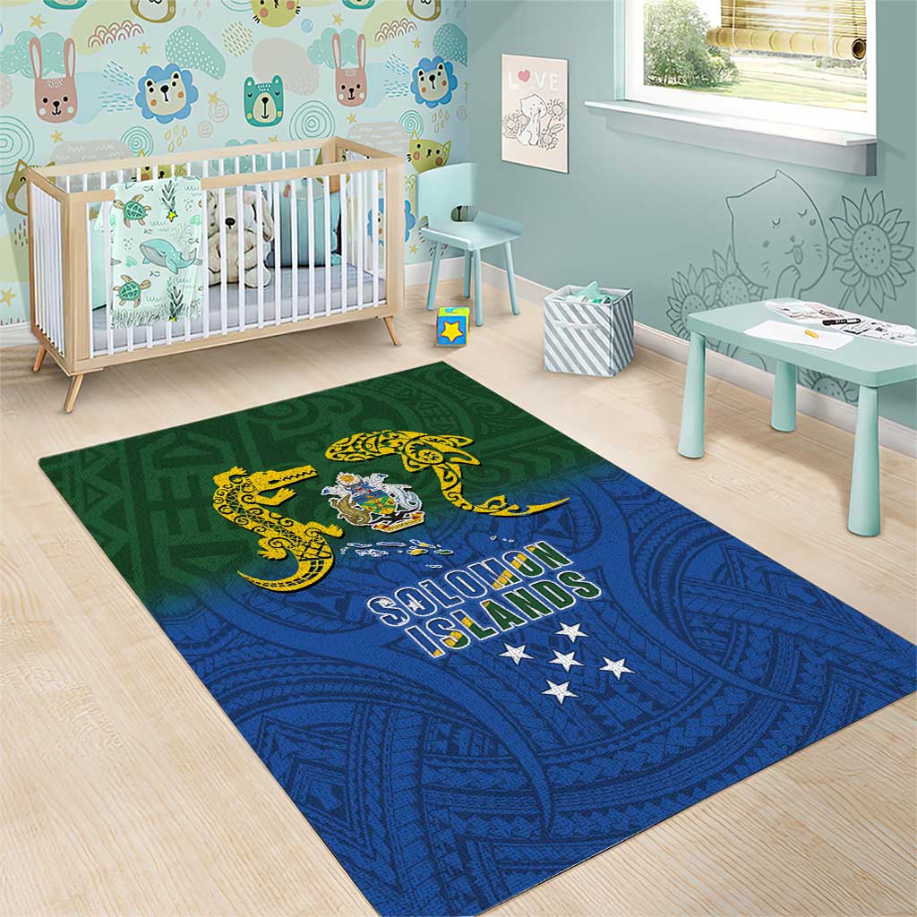 Solomon Islands Area Rug The Guardians-Tribal Crocodile and Shark Melanesian Tattoo LT03 - Polynesian Pride