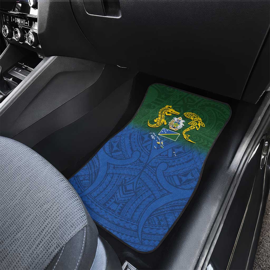 Solomon Islands Car Mats The Guardians-Tribal Crocodile and Shark Melanesian Tattoo LT03 - Polynesian Pride