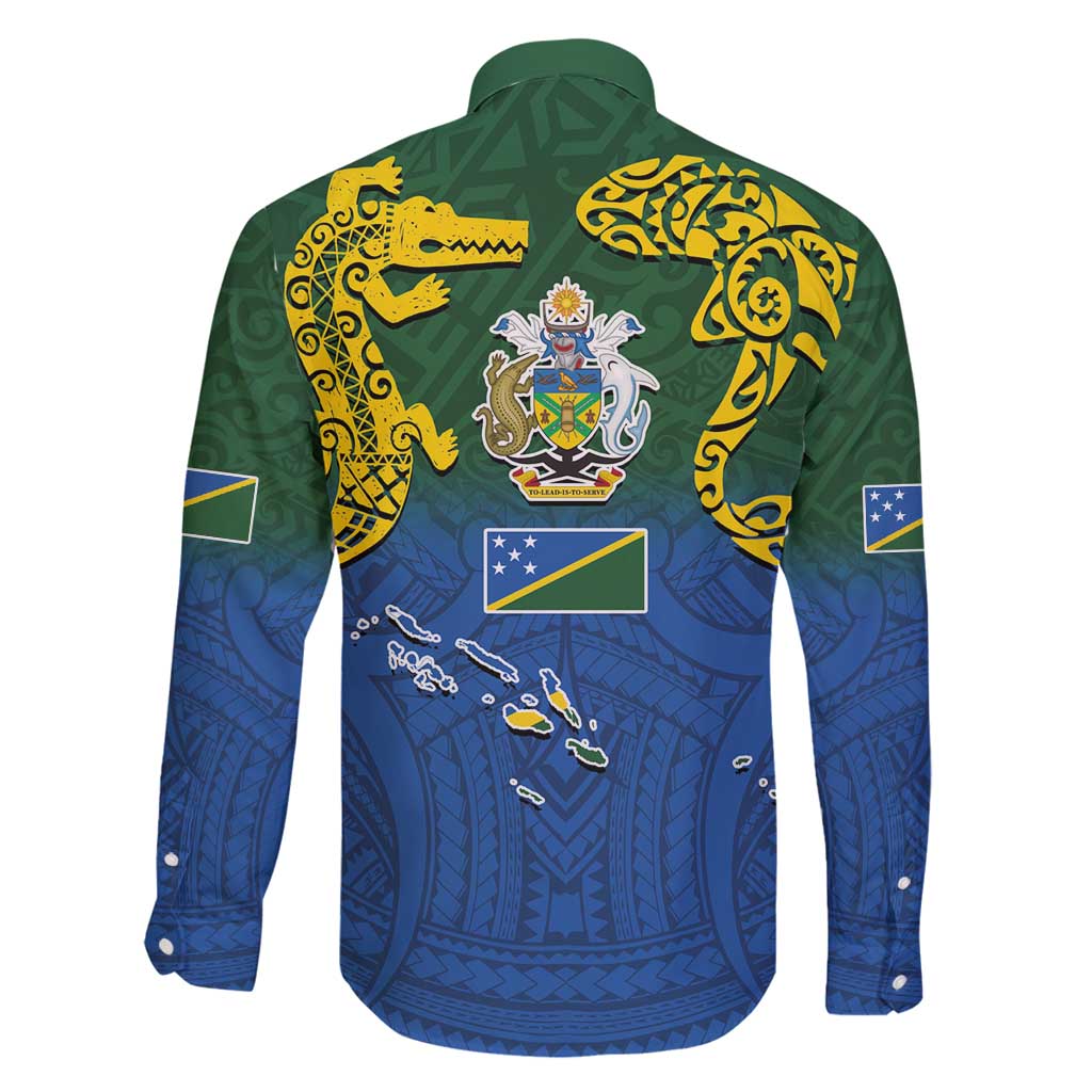 Solomon Islands Family Matching Long Sleeve Bodycon Dress and Hawaiian Shirt The Guardians-Tribal Crocodile and Shark Melanesian Tattoo LT03 - Polynesian Pride