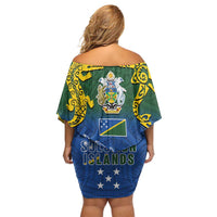 Solomon Islands Family Matching Off Shoulder Short Dress and Hawaiian Shirt The Guardians-Tribal Crocodile and Shark Melanesian Tattoo