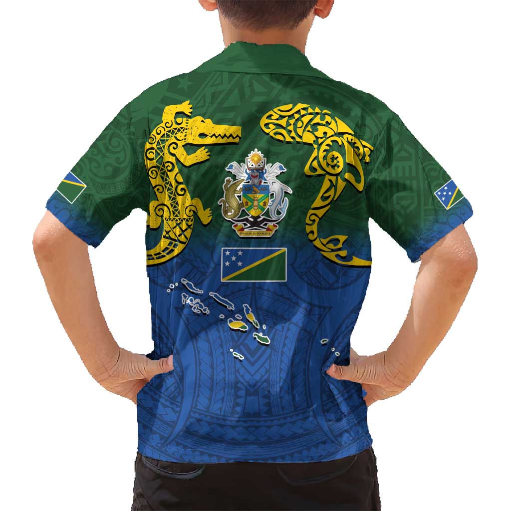 Solomon Islands Family Matching Tank Maxi Dress and Hawaiian Shirt The Guardians-Tribal Crocodile and Shark Melanesian Tattoo LT03 - Polynesian Pride